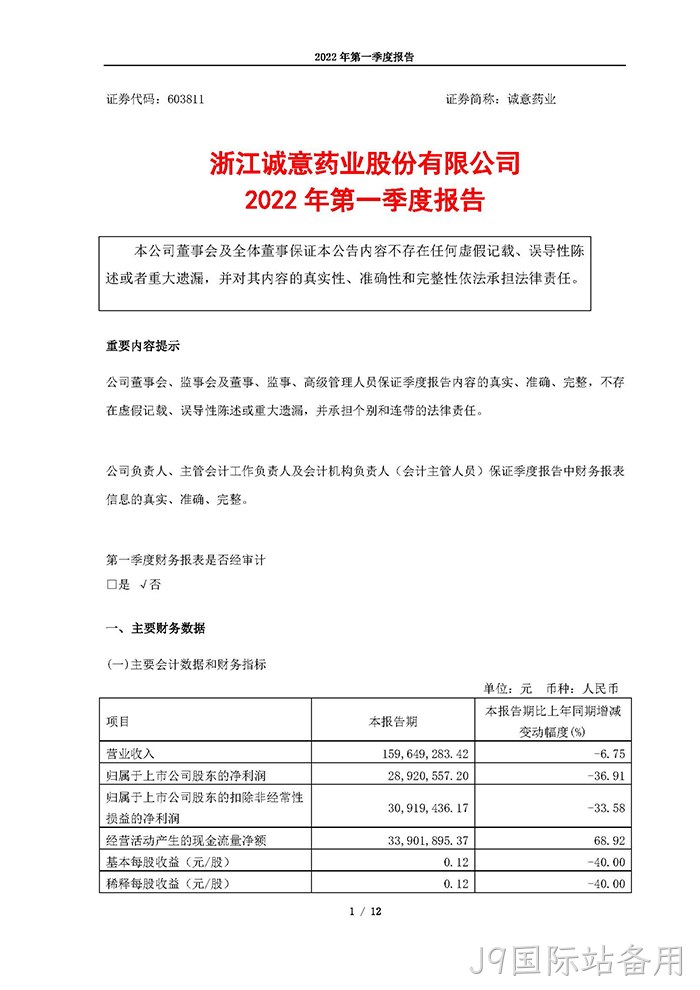 J9国际站备用2022年第一季度报告_页面_01